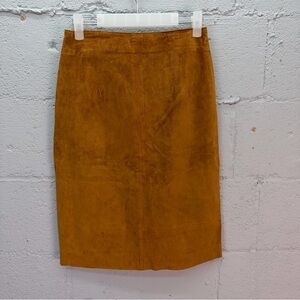 Vintage 1980s Brooks Brothers Women's Suede Leather Satin Lined Pencil Skirt